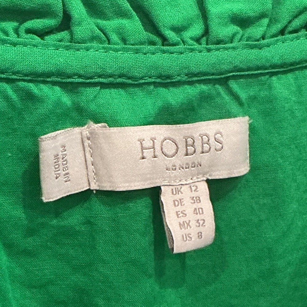NEW Hobb Ellis Top Kelly Green Preppy Blouse Eyelet Summer Classic Cottage US 8 - Picture 6 of 13